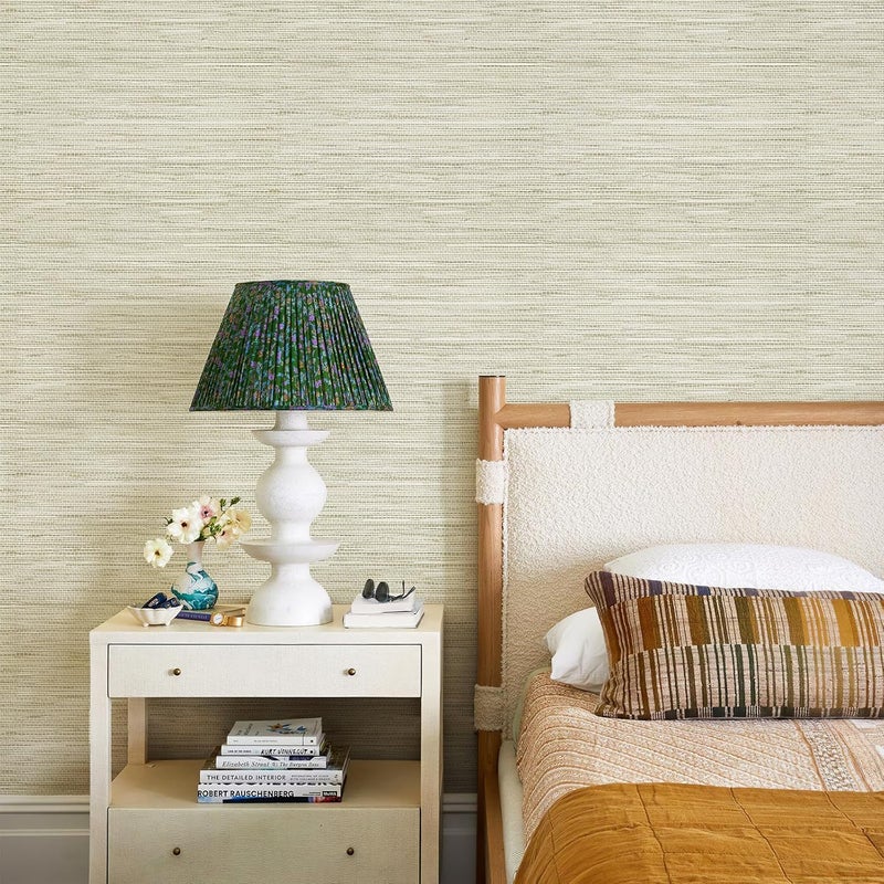 JiffDiff Grasscloth Wallpaper Peel and Stick Cream Grassweave Stick on Wallpaper Textured Self Adhesive Contact Paper 1181" x 17.3" - Image 5